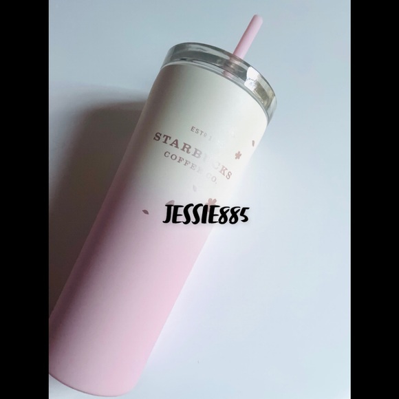 Starbucks Other - STARBUCKS Floral Sakura Matte Pink & White Gradient Ombre 🌸 rose gold print